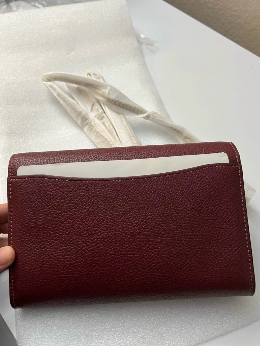 Coach Burgundy Pebbled Leather Crossbody with Gold Chain